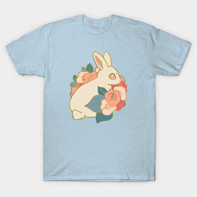 Floral Bunny - White T-Shirt by znckwei